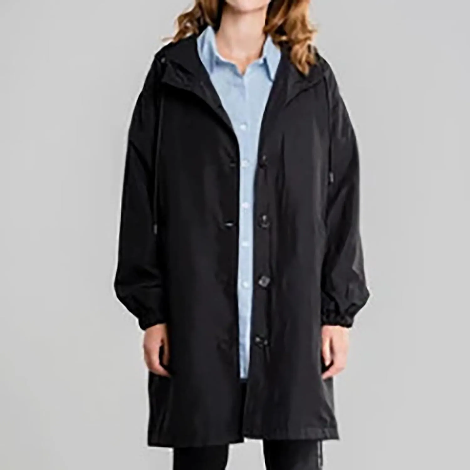 Womens Trench Coats with Hood Oversize Long Single-Breasted Windbreaker Plus Size Lightweight Elegant PeaCoat Overcoat