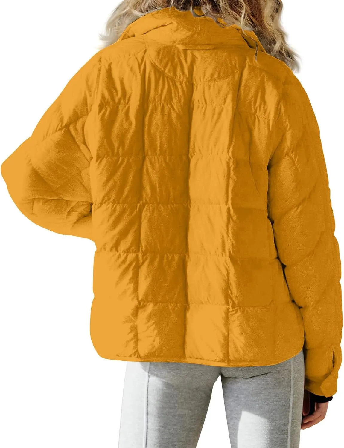 Womens Winter Quilted Coats 2023 Lightweight Long Sleeve Zip/Button Up Short Padded Down Coat Outwear, Pocket