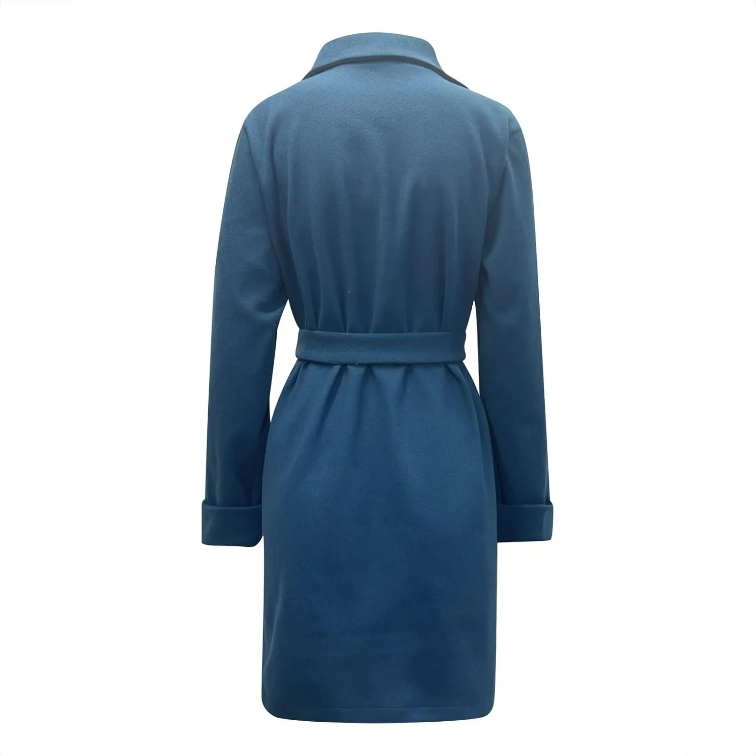 Women’S Wool Blend Winter Coats Double Breasted Notch Lapel Trench Coat Thicken Warm Overcoat Jackets with Belts