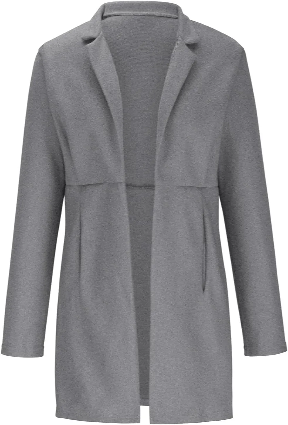 Womens Wool Coats Casual Open Front Notch Lapel Trench Coat Elegant Mid-Long Warm Winter Pea Coats Overcoat