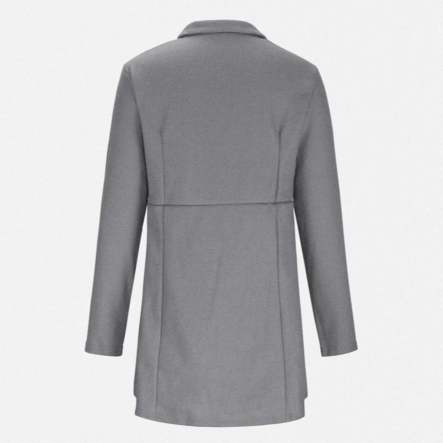 Womens Wool Coats Casual Open Front Notch Lapel Trench Coat Elegant Mid-Long Warm Winter Pea Coats Overcoat