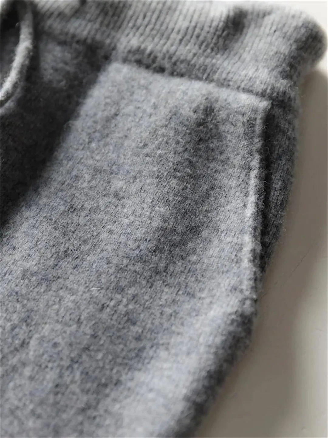 Women's Wool Knit Straight Leg Pants Stretch High Waist Solid Color Drawstring Trousers