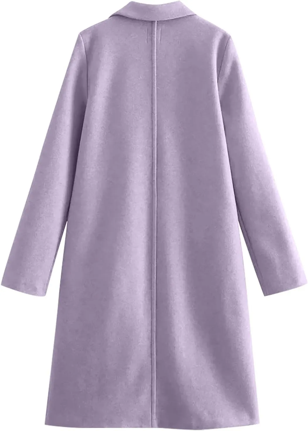 Wool Coats for Women Notched Lapel Open Front Pea Coats Winter Warm Mid Long Thicken Trench Caot Jackets Outwear