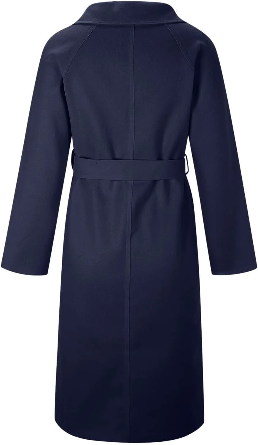 Wool Trench Coat for Women Double-Breasted Casual Work Office Jackets Winter Warm Mid-Long Overcoat With Belt