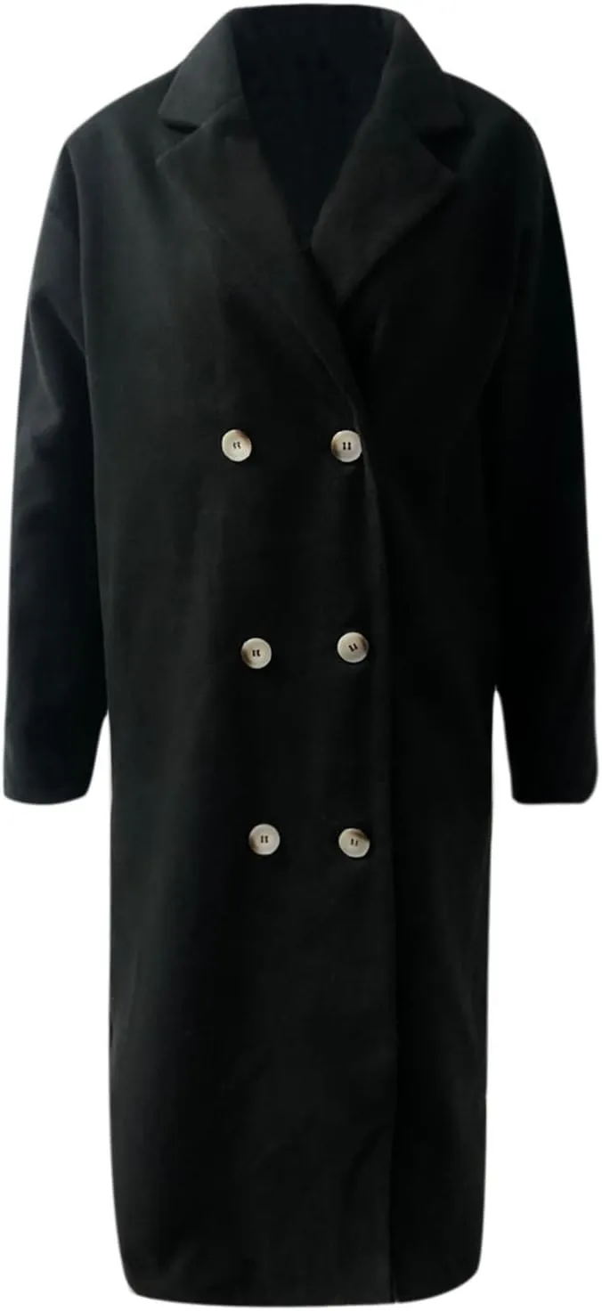 Wool Trench Coat for Women Oversized Notched Collar Single Breast Trench Coat Thicken Warm Winter Pea Coat Jackets