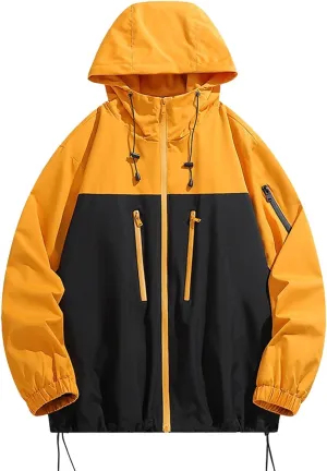Xiaojmake Men's Tactical Jacket Casual Hooded Waterproof Rain Jacket Light Windbreaker Climbing Windproof Soft Shell Jackets