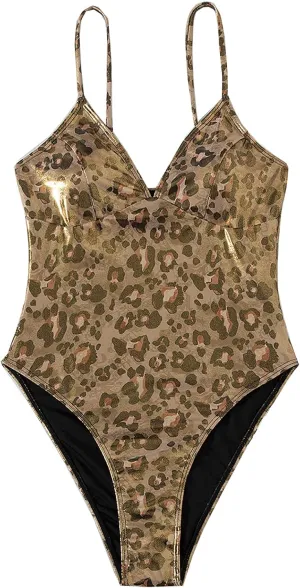 YAUASOPA Sexy Liquid Metallic Glitter One Piece Push Up Swimsuit Female Shiny Solid High Cut Beachwear