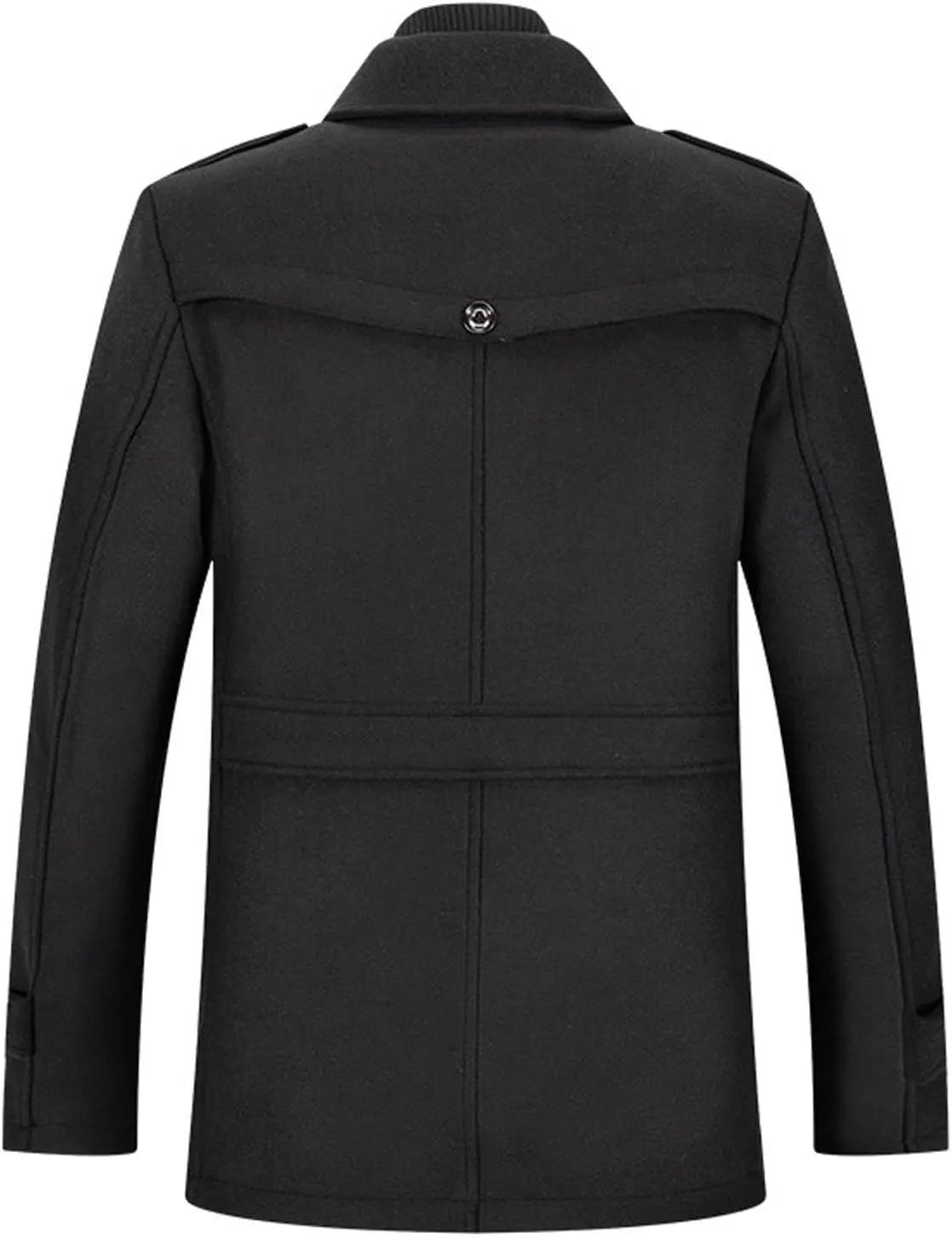 Ymosrh Men's Dress Coats Fall Winter Long Jacket Casual Windbreaker Notched Lapel Fashion Pea Coat, M-5XL