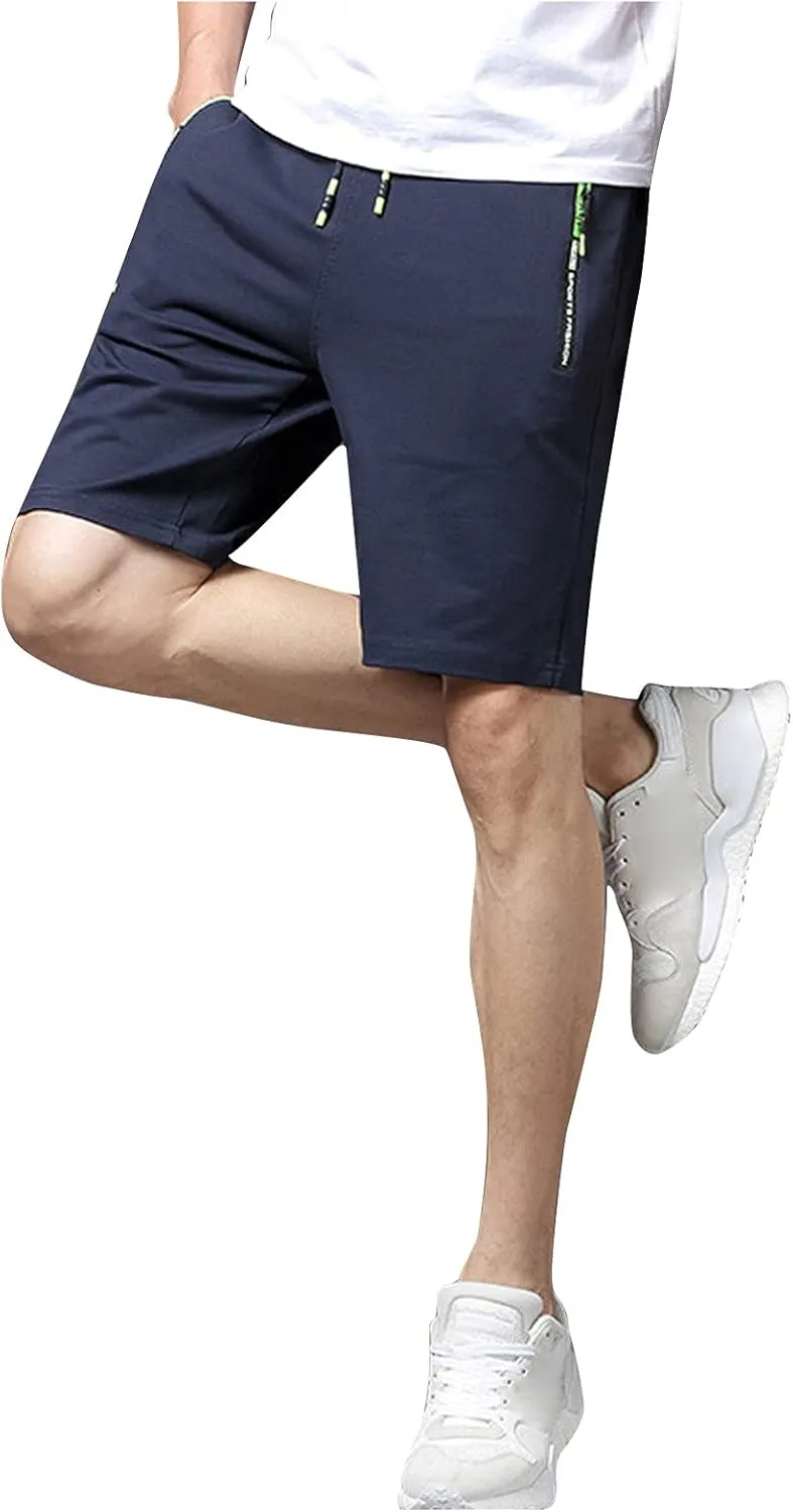 Ymosrh Men's Shorts Casual Quick Dry Lightweight Athletic Training Running Gym Workout Shorts with Zipper Pockets