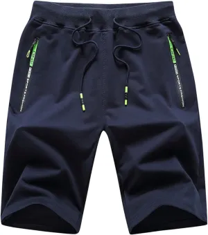 Ymosrh Men's Shorts Casual Quick Dry Lightweight Athletic Training Running Gym Workout Shorts with Zipper Pockets