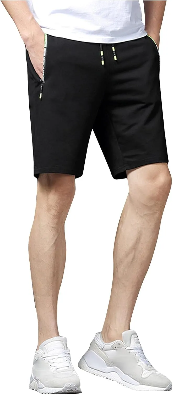 Ymosrh Men's Shorts Casual Quick Dry Lightweight Athletic Training Running Gym Workout Shorts with Zipper Pockets