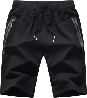 Ymosrh Men's Shorts Casual Quick Dry Lightweight Athletic Training Running Gym Workout Shorts with Zipper Pockets