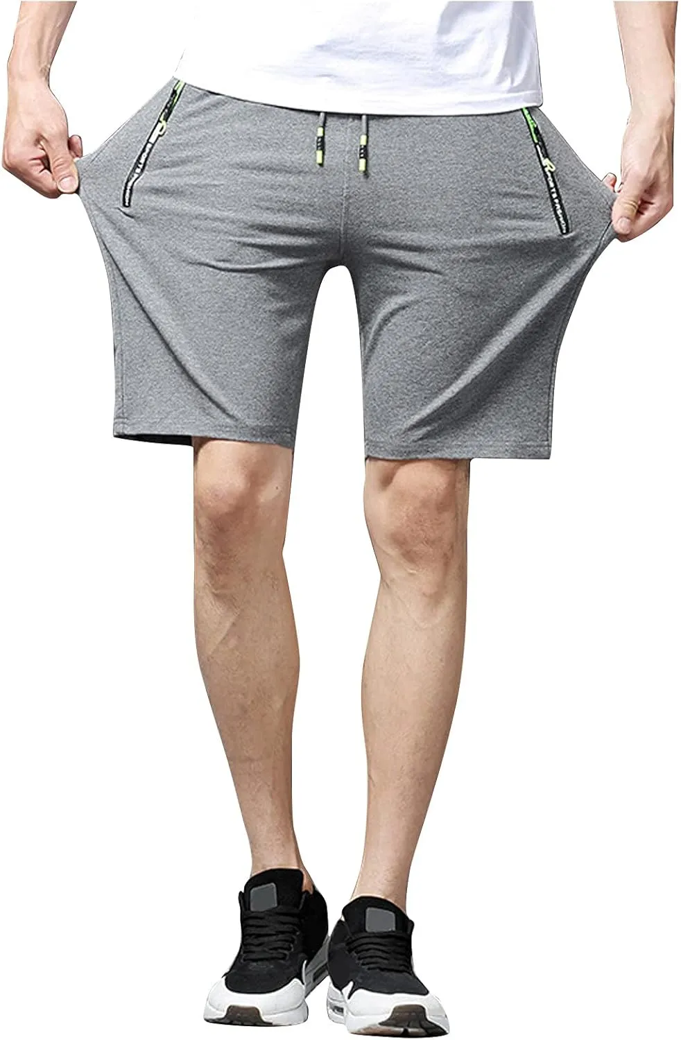 Ymosrh Men's Shorts Casual Quick Dry Lightweight Athletic Training Running Gym Workout Shorts with Zipper Pockets
