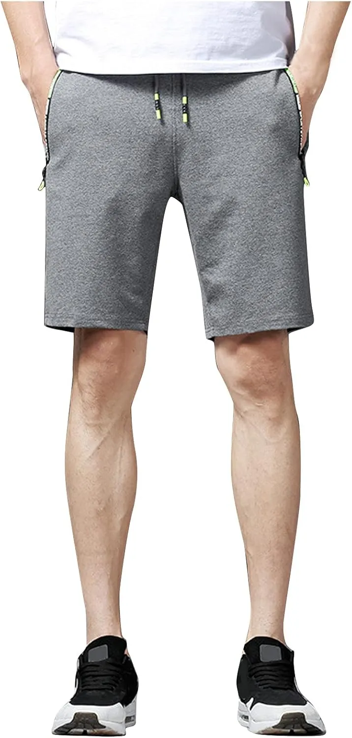 Ymosrh Men's Shorts Casual Quick Dry Lightweight Athletic Training Running Gym Workout Shorts with Zipper Pockets