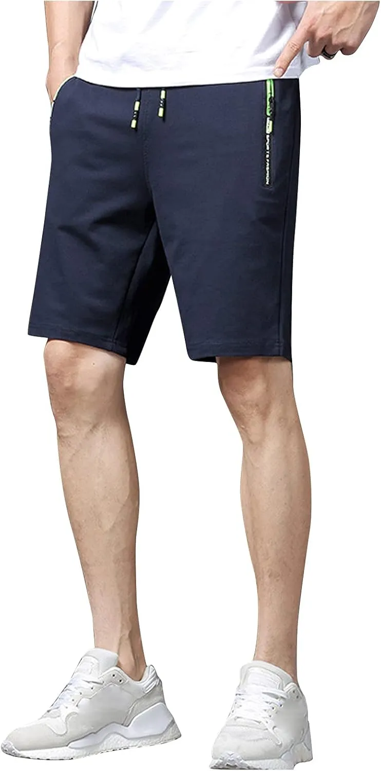 Ymosrh Men's Shorts Casual Quick Dry Lightweight Athletic Training Running Gym Workout Shorts with Zipper Pockets