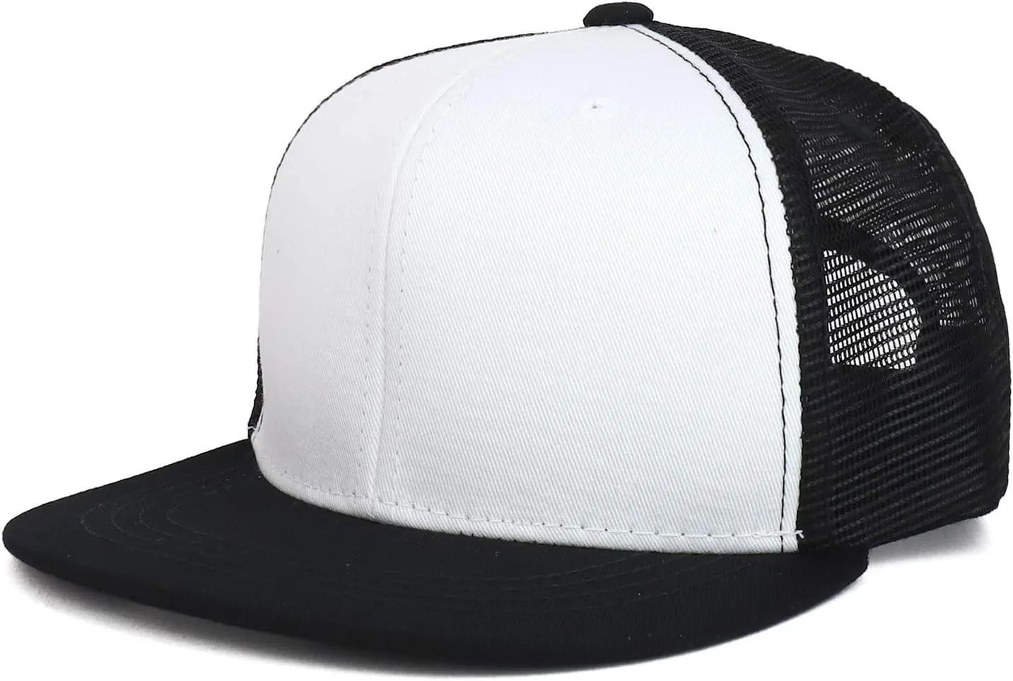 Youth Stylish Flat Bill Structured Mesh Back Snapback Trucker Cap