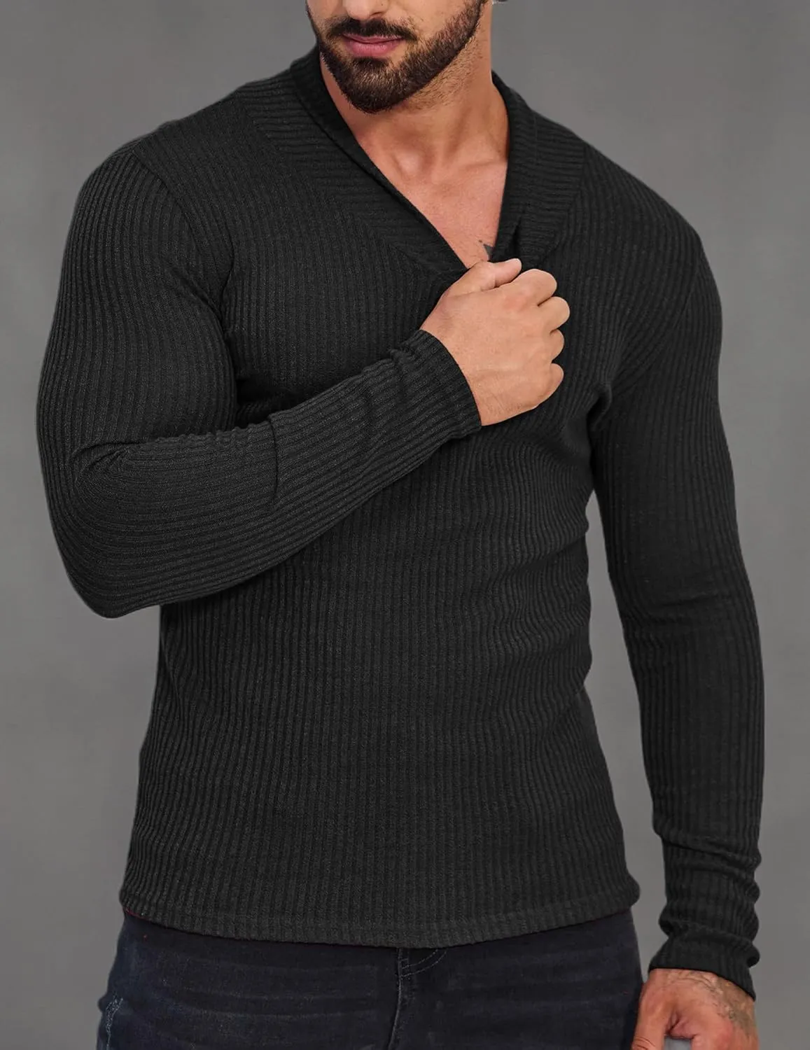 ZAFUL Men's Mock Turtleneck Shirts Long Sleeve Lightweight Turtle Neck Undershirt Tops Pullover Ribbed Base Layer T Shirts