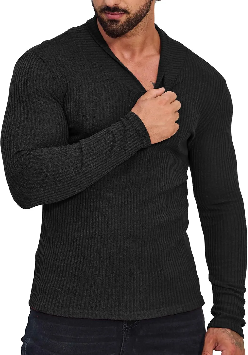 ZAFUL Men's Mock Turtleneck Shirts Long Sleeve Lightweight Turtle Neck Undershirt Tops Pullover Ribbed Base Layer T Shirts