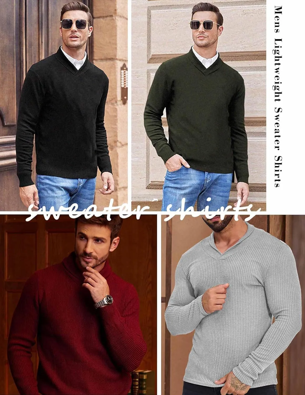 ZAFUL Men's Mock Turtleneck Shirts Long Sleeve Lightweight Turtle Neck Undershirt Tops Pullover Ribbed Base Layer T Shirts