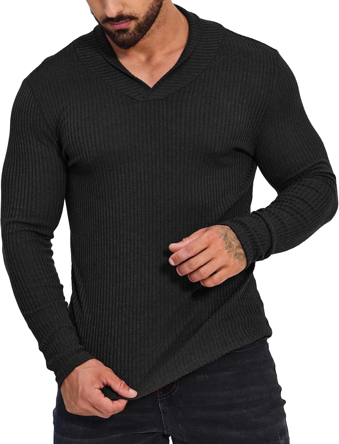ZAFUL Men's Mock Turtleneck Shirts Long Sleeve Lightweight Turtle Neck Undershirt Tops Pullover Ribbed Base Layer T Shirts