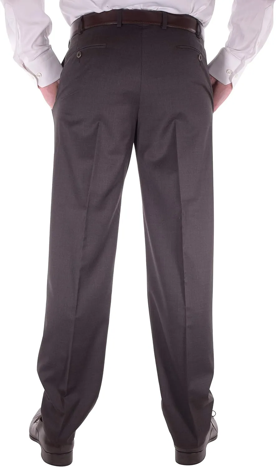 Zanella Devon Luxury Wool Men Trousers - Modern Fit Flat Front Solid Dress Pants