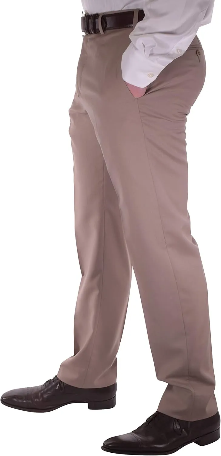 Zanella Devon Luxury Wool Men Trousers - Modern Fit Flat Front Solid Dress Pants