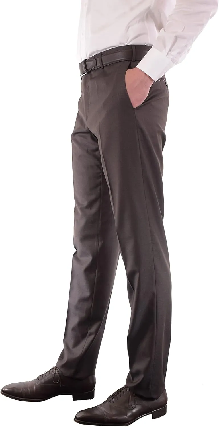 Zanella Platinum Parker Tasmanian Super 150's Wool Men Trousers - Modern Fit Flat Front Dress Pants