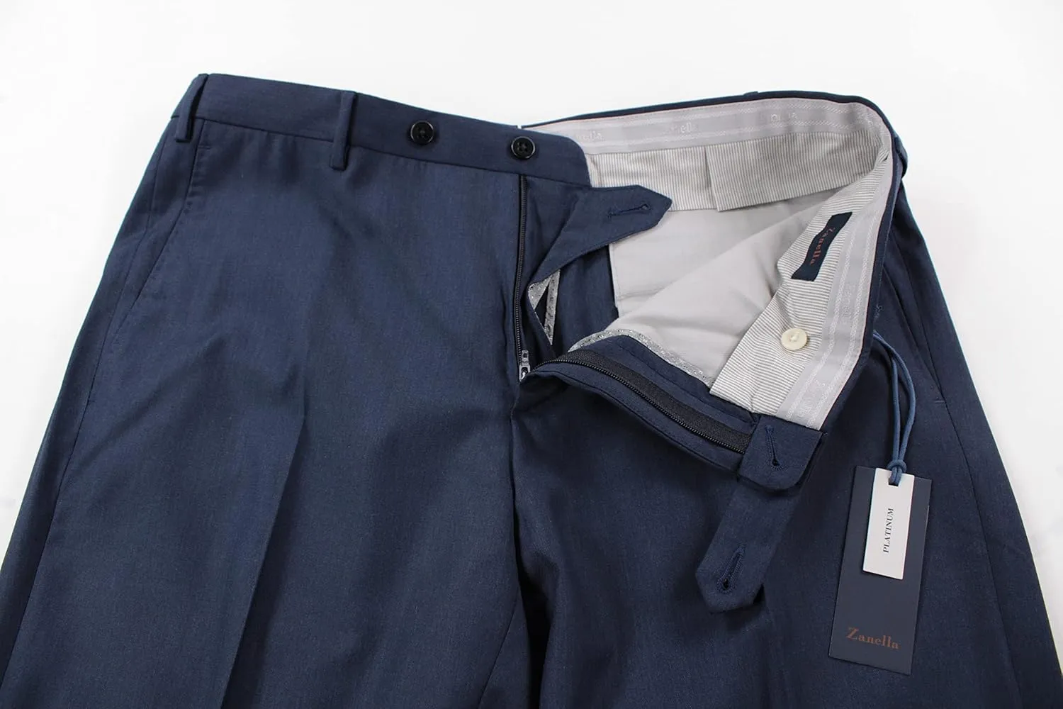 Zanella Platinum Parker Tasmanian Super 150's Wool Men Trousers - Modern Fit Flat Front Dress Pants