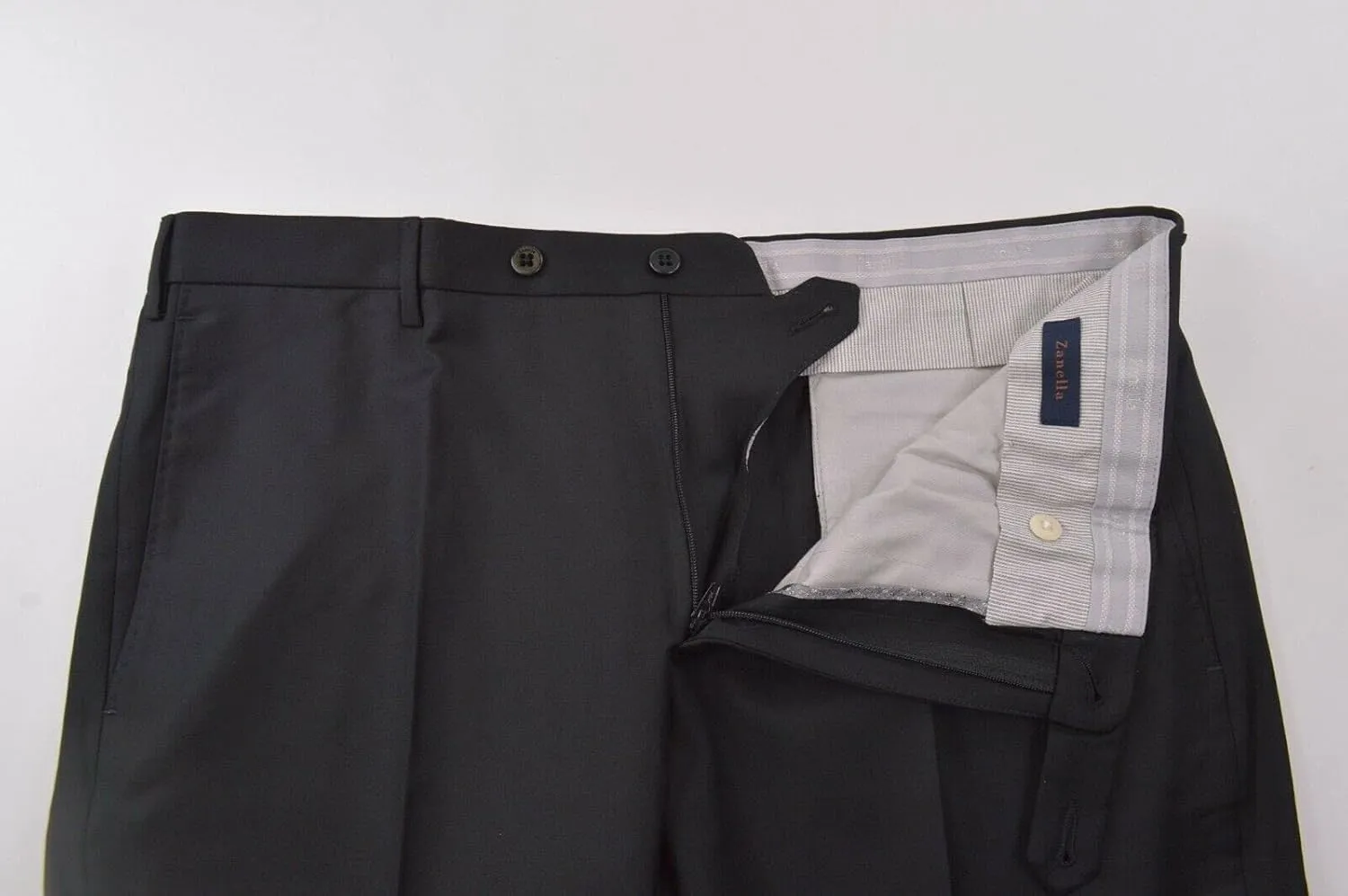 Zanella Platinum Parker Tasmanian Super 150's Wool Men Trousers - Modern Fit Flat Front Dress Pants