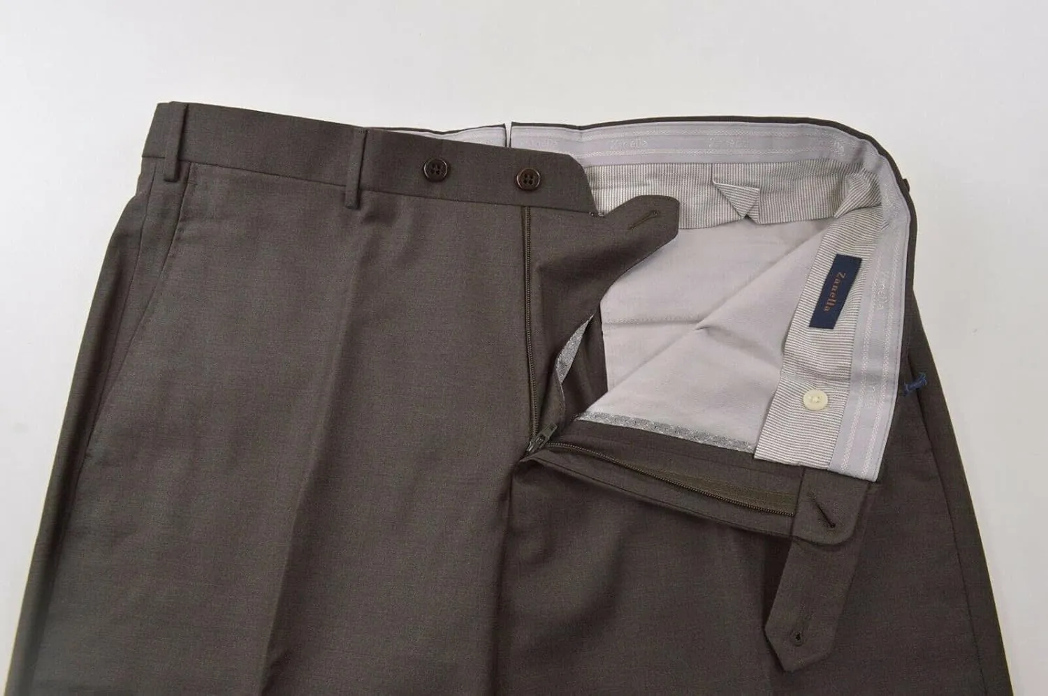 Zanella Platinum Parker Tasmanian Super 150's Wool Men Trousers - Modern Fit Flat Front Dress Pants