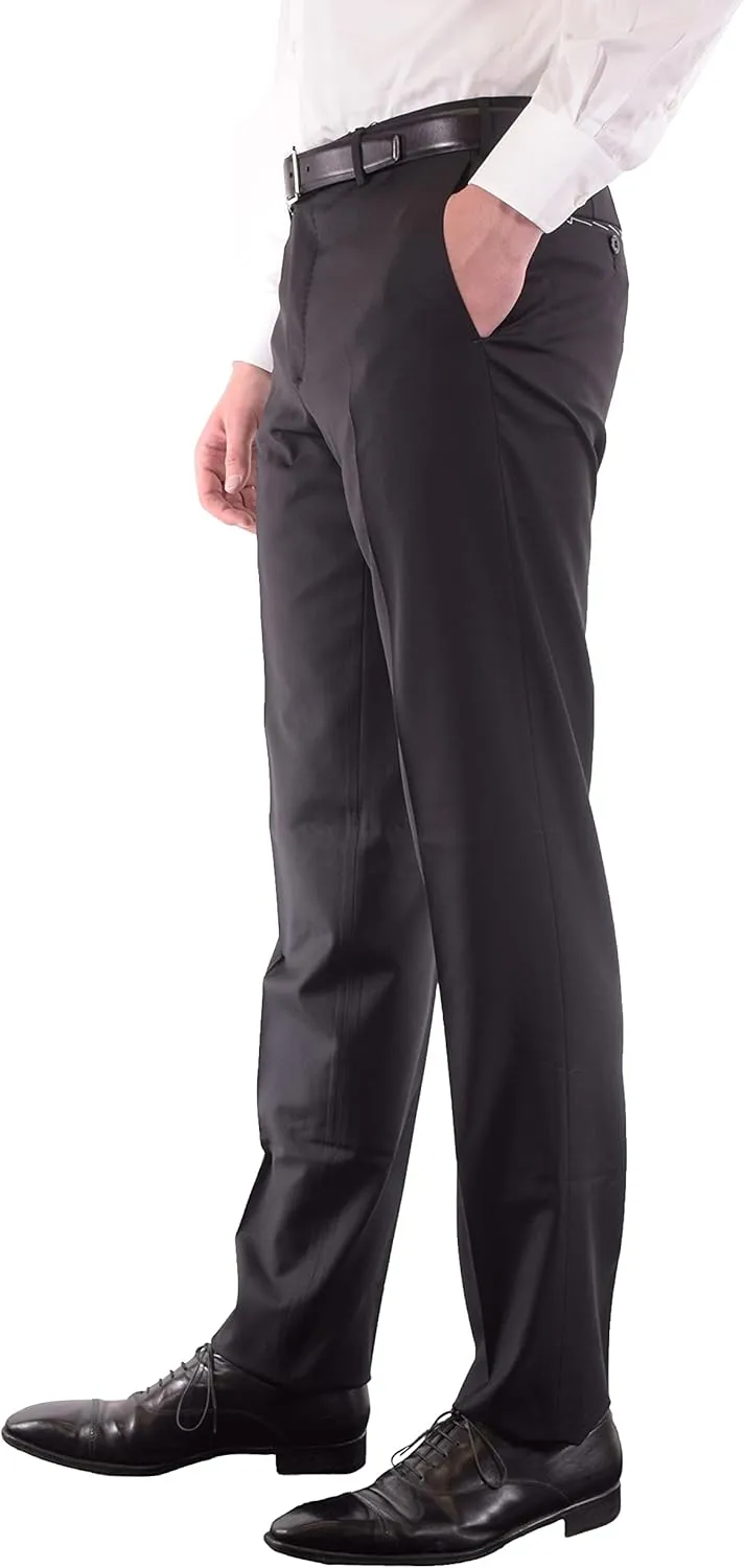 Zanella Platinum Parker Tasmanian Super 150's Wool Men Trousers - Modern Fit Flat Front Dress Pants