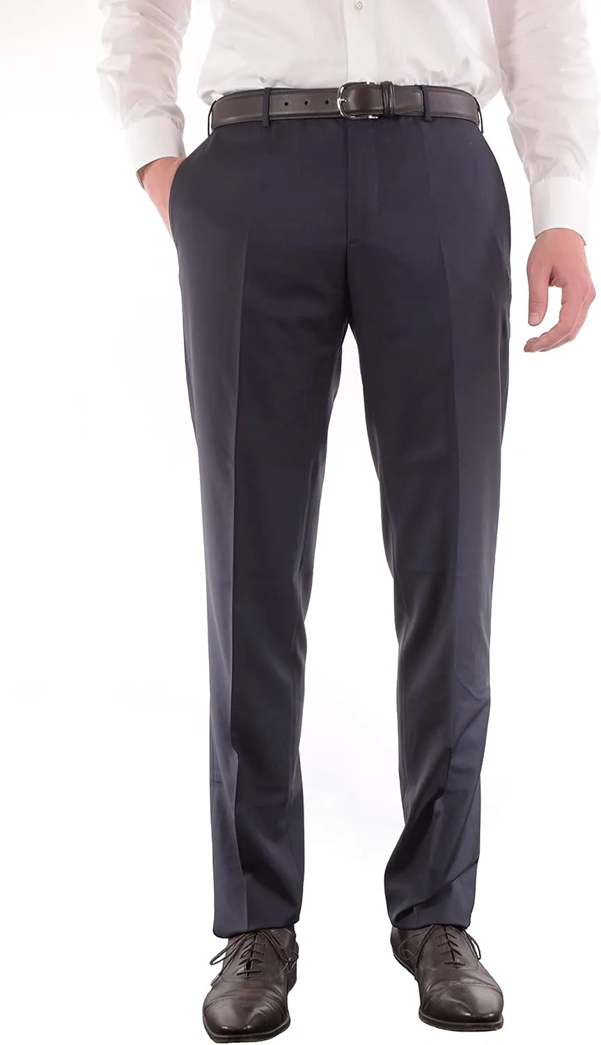 Zanella Platinum Parker Tasmanian Super 150's Wool Men Trousers - Modern Fit Flat Front Dress Pants