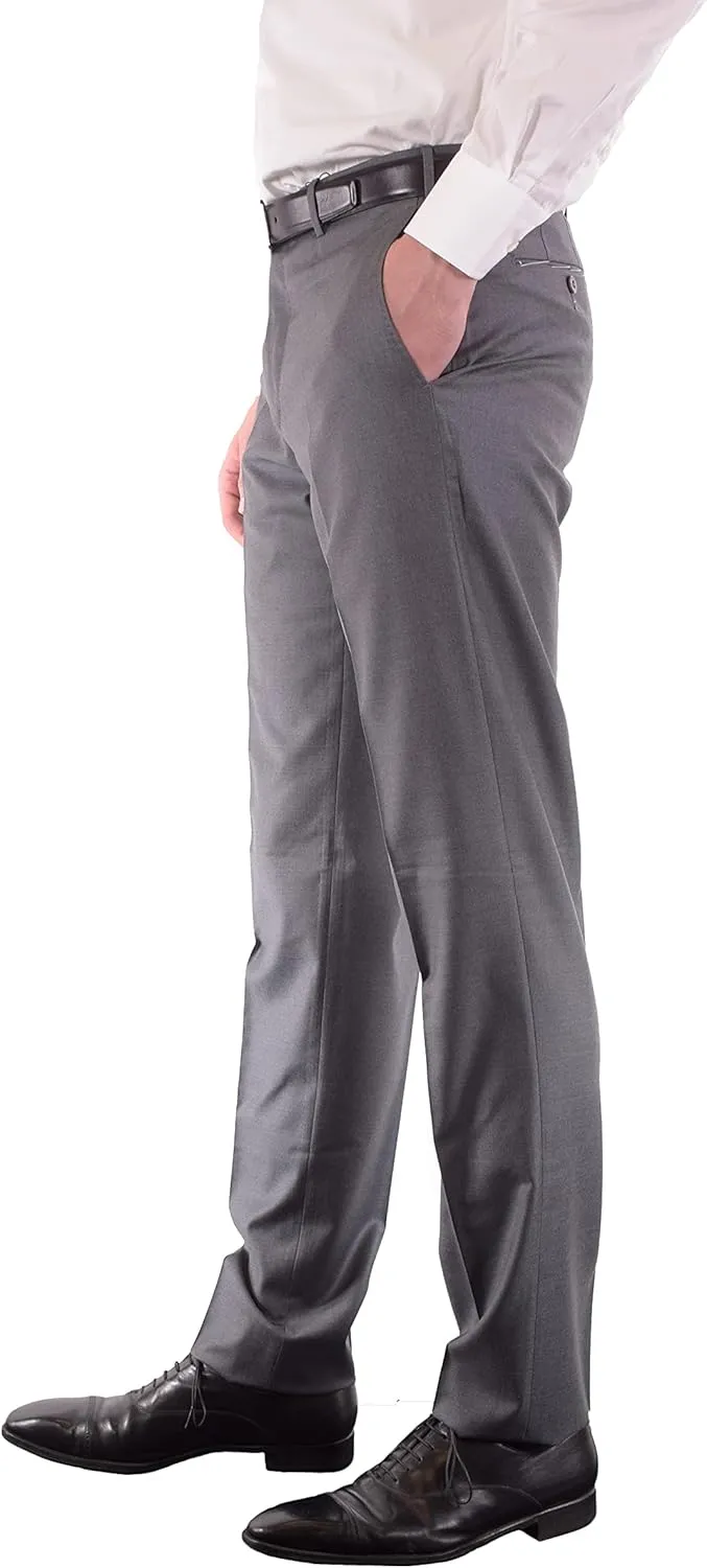 Zanella Platinum Parker Tasmanian Super 150's Wool Men Trousers - Modern Fit Flat Front Dress Pants