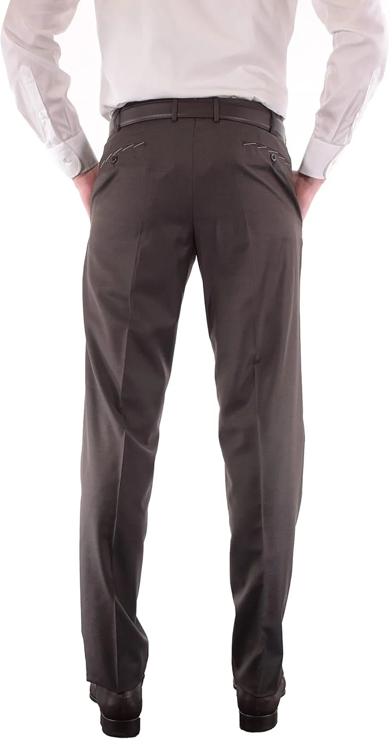 Zanella Platinum Parker Tasmanian Super 150's Wool Men Trousers - Modern Fit Flat Front Dress Pants