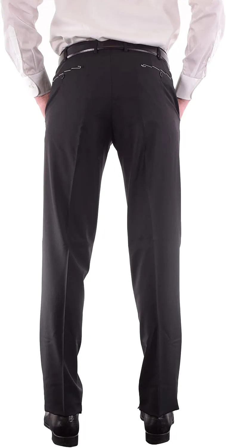 Zanella Platinum Parker Tasmanian Super 150's Wool Men Trousers - Modern Fit Flat Front Dress Pants