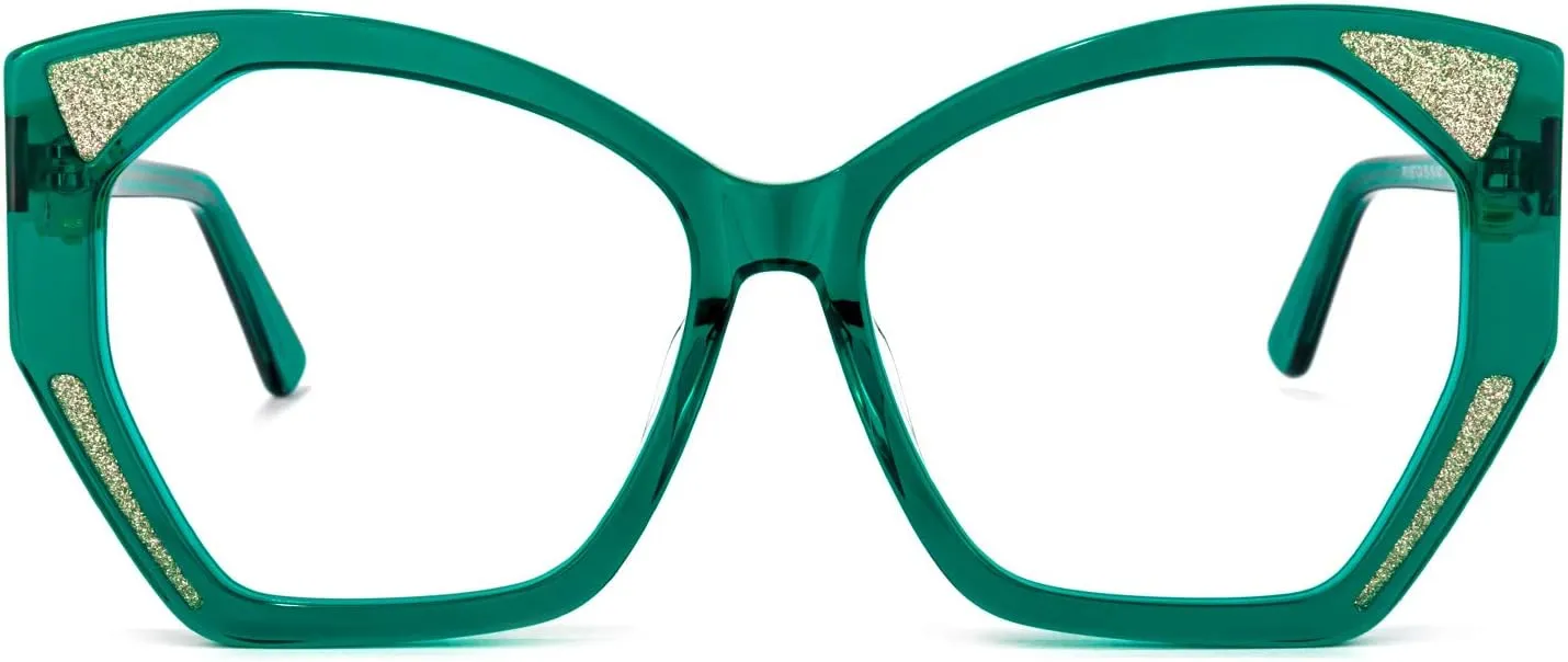 Zeelool Retro Oversized Thick Geometric Blue Light Blocking Glasses for Women 100% UV400 Protection Eyewear Routh ZOP01957