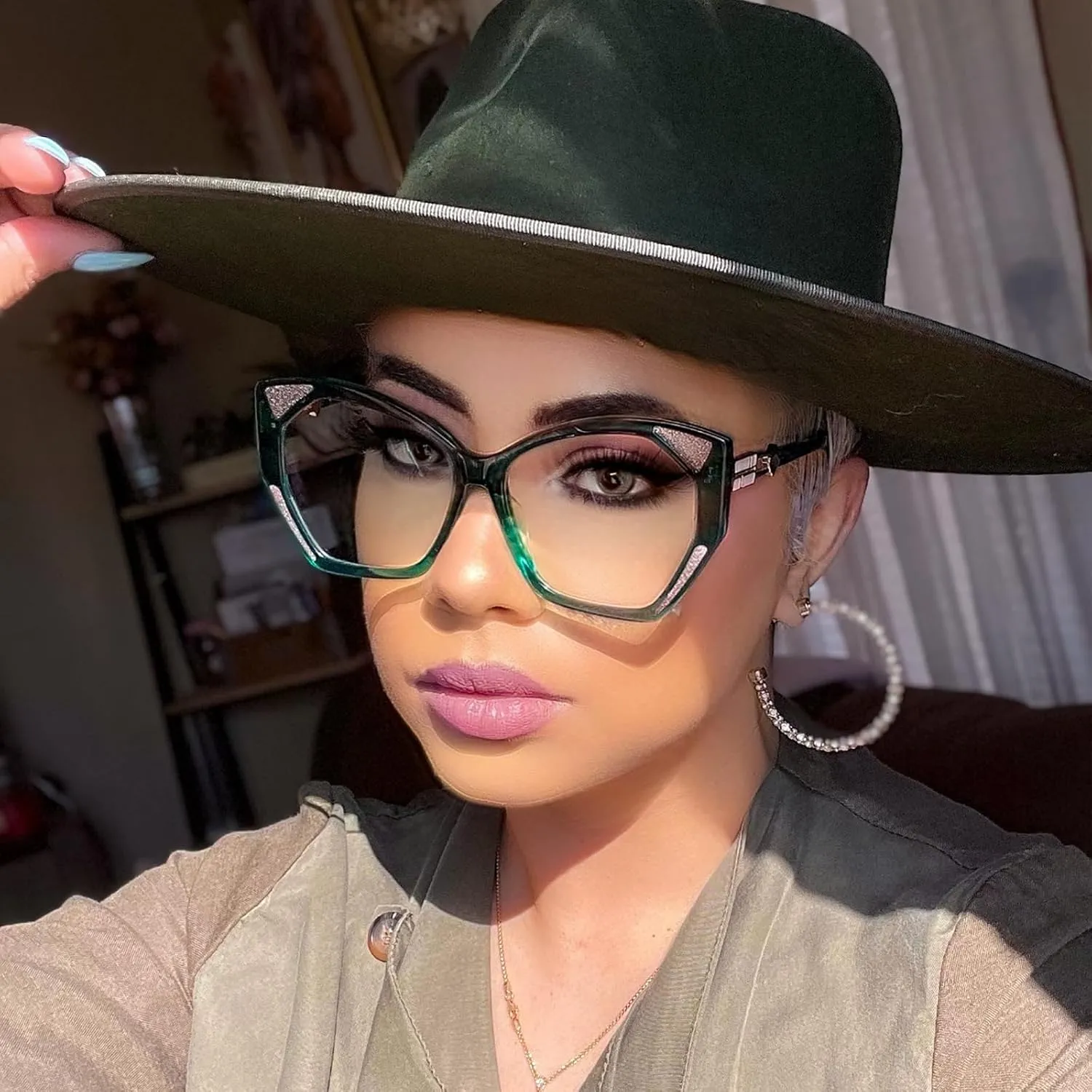 Zeelool Retro Oversized Thick Geometric Blue Light Blocking Glasses for Women 100% UV400 Protection Eyewear Routh ZOP01957