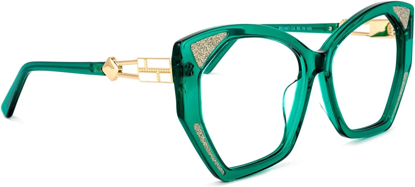 Zeelool Retro Oversized Thick Geometric Blue Light Blocking Glasses for Women 100% UV400 Protection Eyewear Routh ZOP01957