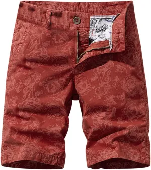 Zeiyignr Men's Cotton Twill Flat Front 7" Stretch Chino Shorts Outdoor Hiking Fishing Golf Shorts Lightweight Casual Shorts