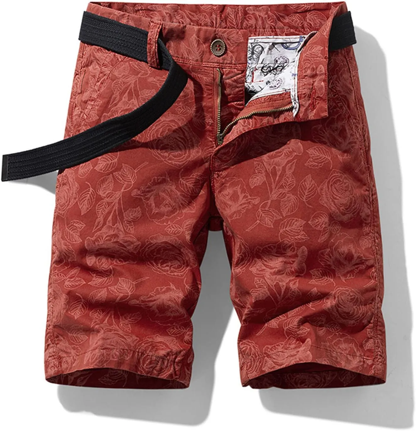Zeiyignr Men's Cotton Twill Flat Front 7" Stretch Chino Shorts Outdoor Hiking Fishing Golf Shorts Lightweight Casual Shorts