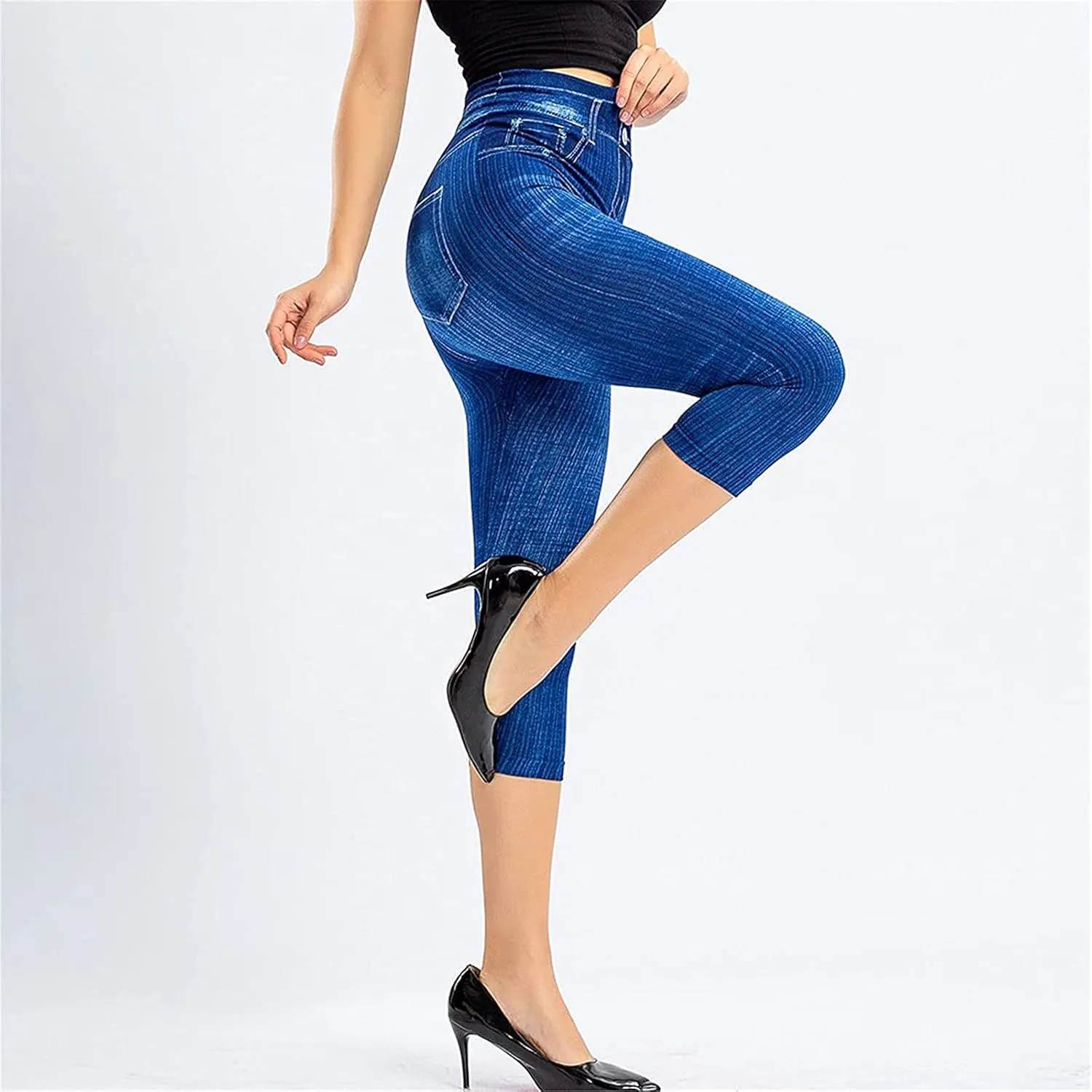 ZYXTIM Womens Sexy Curvy Skinny Capri Jeans High Waisted Stretch Comfy Ripped Slim Fit Pull-On Denim Capris Pants