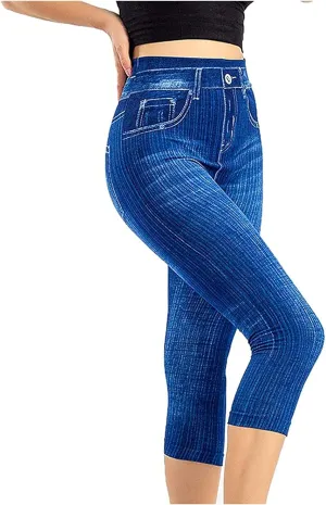 ZYXTIM Womens Sexy Curvy Skinny Capri Jeans High Waisted Stretch Comfy Ripped Slim Fit Pull-On Denim Capris Pants
